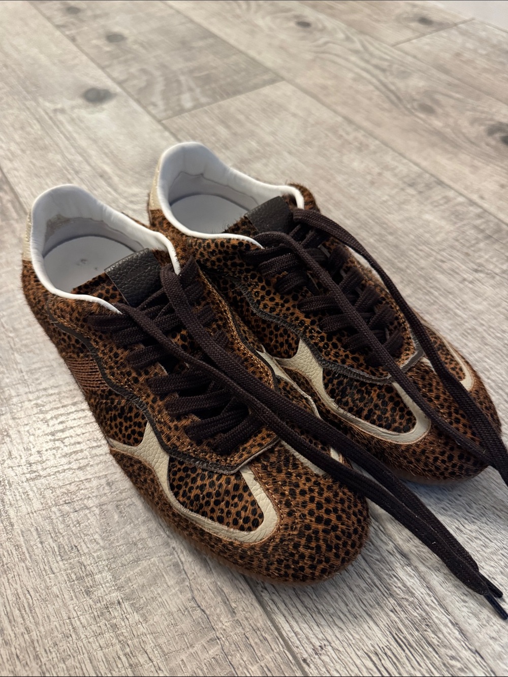 ALOHAS Brown Leopard Print Sneakers with Cream Accents
